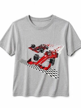 Cat & Jack Gray Tee with Red Race Car Graphic